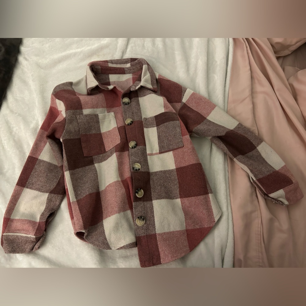 New flannel pink button down jacket or top